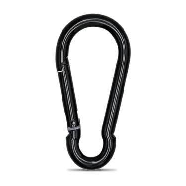 Imagem de KINLINK Pacote Com 1 Mosquetão Preto, De Mola Resistente 5,5", Grandes Mosquetões Caribeener Para Camping, Balanço, Rede, Caminhada, Viagem, Aparelho Levantamento Peso, Equipamento Ginástica Domésti