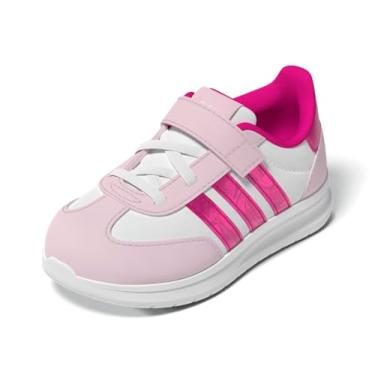 Imagem de adidas Tênis infantil masculino Run anos 70s 2.0 com cadarço elástico e alça, Branco/rosa choque/rosa claro, 9.5 Toddler