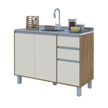 Imagem de Balcão Cozinha Gabinete Pia 120 Premium com Tampo Removível