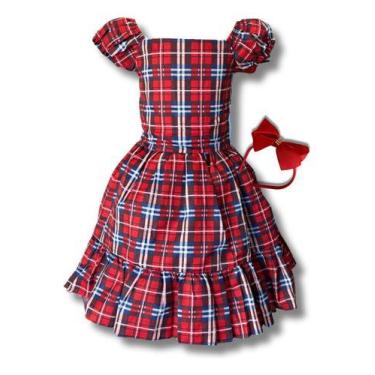 Imagem de Vestido Festa Junina Xadrez Infantil Várias Estampas Caipira - Pequeno