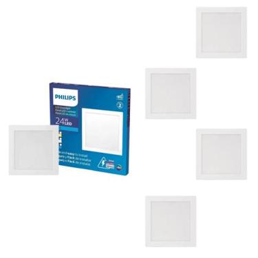 Imagem de 5 Luminárias Plafon Led 24w Philips 3000k 2000lm Bivolt