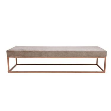 Imagem de Banco 3 Lugares Giulia Veludo Bege e Dourado 180 cm - Mobly