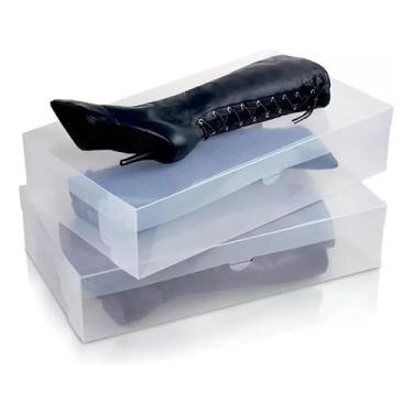 Imagem de Caixa Organizadora para Botas Femininas Transparente Kit com 6 Unidades