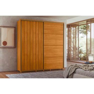 Imagem de Roupeiro Monet 100% MDF ripado 2 portas de correr 4 gavetas - Cinamomo - Madetec