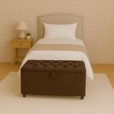 Imagem de Baú Divã Sara Recamie Capitonê 80cm Para Quarto Cama Solteiro (MARROM)