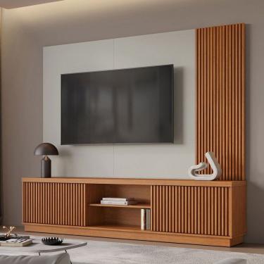 Imagem de Estante para TV Até 75 Polegadas Valencia New 2 Portas 100% Mdf Naturallle/Off White - Mavaular