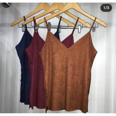 Imagem de Blusa feminina suede alça regata moda - filo modas, Marrom, G