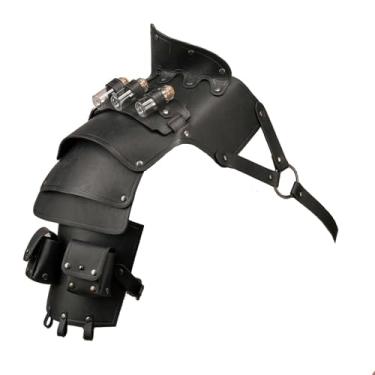 Imagem de Frascos de armadura de ombro único bolsa de moedas retrô medieval cavaleiro Pauldron Renascentista Cosplay Fantasia Viking, Preto, One Size, Renascentista