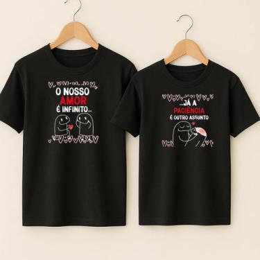 Imagem de Camiseta Algodão Casal Estampa O Nosso Amor É Infinito Meme Engraçado 