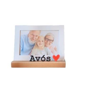 Imagem de Porta Retrato Avós Vovô Vovó S2 10x15cm Branco Aço Madeira Vertical ou