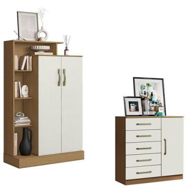 Imagem de Cômoda Sapateira Milão 2014145 e Armário Multiuso Florença 2000199 Ata