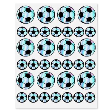 Imagem de Mobiusea Creation 700 adesivos holográficos de futebol para crianças - adesivos de bola esportiva à prova d'água para álbuns, adesivo de garrafa de água de futebol, decoração de festa e adesivo