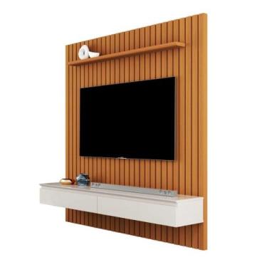 Imagem de Home Suspenso AS Ripado 1.35m Para Tv Até 55'' Polegadas Cor Cedro / O