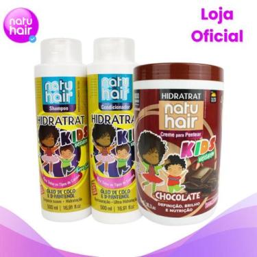 Imagem de Kit Hidratrat Kids com Creme para pentear Chocolate Natuhair 1 kg - Na