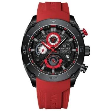 Imagem de Relógio Esportivo Masculino Naviforce Á Prova d'Água, Vermelho