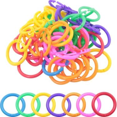 Imagem de WHYHKJ 210 peças de anéis de plástico multicoloridos 7 cores 20 mm literatura papel folhas soltas anéis manual anéis de folha solta anéis de encadernação para pastas notas adesivas cartões chaveiros