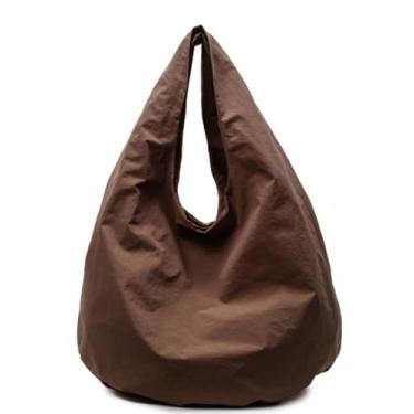 Imagem de Bolsa feminina de nylon despojada 2025 academia esportiva bolsa de ombro para uso diário não estruturada Hobo bolsa casual para trabalho, Café, 15.35 x 7.08 x 12.59 inches