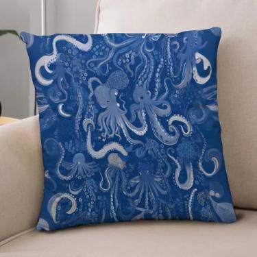 Imagem de Hvednze Capas de almofada de veludo retrô polvo fronha de sofá fronha quadrada para carro decoração de casa 45 x 45 cm