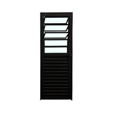 Imagem de Porta Basculante Preto E 210x80 Linha 25 Esmeralda Vidro Liso