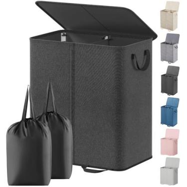 Imagem de Cesto de roupa suja Lifewit Double com tampa e sacos removíveis 136L