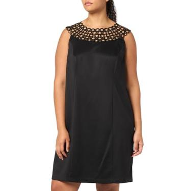 Imagem de Jessica Howard Mini vestido feminino sem mangas plus size com decote recortado, Preto, 50
