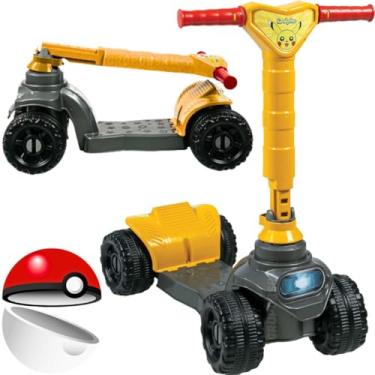 Imagem de Triciclo Carrinho de passeio Andador para Bebê Diversos Modelos Confortáveis Seguro com acessórios removiveis Cestinha Buzina presente criança 1 ano menino menina 12 meses (Patinete 4 rodas Amarelo)