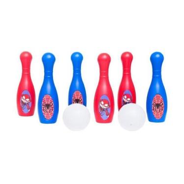 Imagem de Jogo Boliche Homem Aranha 6 Pinos 2 Bolas Brinquedo Infantil - Toymast