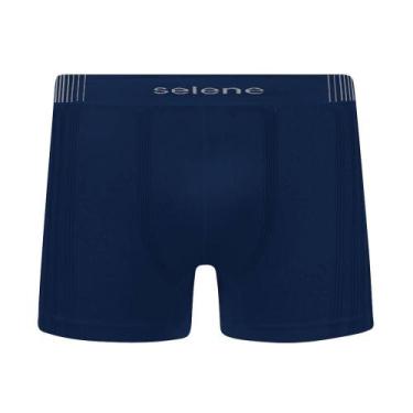 Imagem de Cueca Boxer Plus Size Selene 11170-001 Sem Costura, X3, Marinho