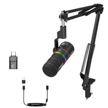 Imagem de COMICA EJoy D10 Pro Microfone Dinâmico XLR/USB-C para PC e Consoles, com Braço Articulado, Mudo, Redução de Ruído e Controle de Ganho, Ideal para Gravação, Podcast, Streaming e YouTube