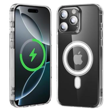 Imagem de Capa para iPhone 16 Pro Max, Capinha Clear Case Magnetica Compativel com Mag-Safe Anti-Amarelamento Transparente, Resistente a Riscos e Anti Impacto Capa de Telefone para iPhone 16 Pro Max