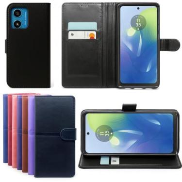 Imagem de Capa Carteira Para Moto G04 G24 + Pelicula Vidro 3d - Mustangshop, Azu