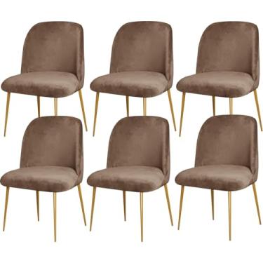 Imagem de 6pcs Round Curved Back Chair Cover, Velvet Stretch Chair Cover, Reusable Protector Dining Chair for Office Dining Room Banquet Home Party Decor(Leather color)