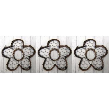 Imagem de HAPPY DEALS ~ Decoração de parede rústica de arame de galinha, moldura de videira, 15 cm, conjunto de 3 feitos à mão nos EUA
