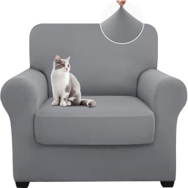 Imagem de hyha 2 capas de cadeira para sala de estar, capas elásticas para sofá com almofada separada, capas de poltrona, capas de sofá laváveis (poltrona, cinza)