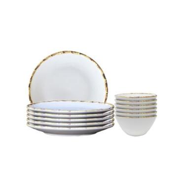 Imagem de Jogo 6 Pratos Rasos e 6 Bowls 500ml Bambu 1ªLinha Scalla