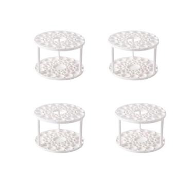 Imagem de Feadily 4 peças de suporte de pincel de pintura com 45 furos, armazenamento de pincéis de maquiagem, organizador de mesa para lápis de cor, marcadores (bege)