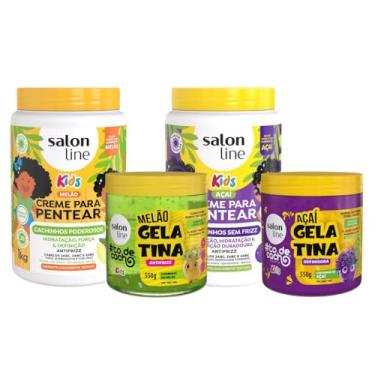 Imagem de Kit Kids de Melão e Açaí com 2 Cremes de Pentear + 2 Gelatinas Salon Line