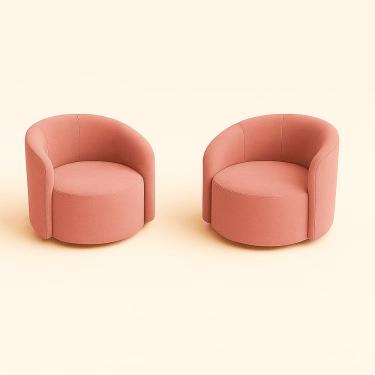 Imagem de Kit 02 Poltronas Curva Orgânica Nature Gaia Veludo Rosa - Montanaris Decor