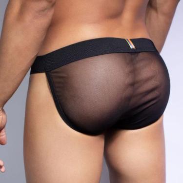 Imagem de Cueca Slip Transparente Masculina - no-brand, Preto, XG