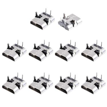 Imagem de FOCMKEAS 10 peças micro USB fêmea conector conector de entrada, 2 pinos 90 graus sem borda, conector SMT SMD porta de conector