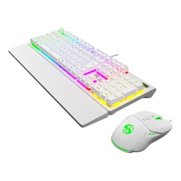 Imagem de Teclado Gamer Mecanico Switch Red Com Mouse 7 Botões Bk-10 (Branco)