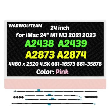 Imagem de WARWOLFTEAM Compatível com iMac A2438 A2439 A2873 A2874 M1 M3 2021 2023 All in One Retina EMC 3663 3664 8206 8207 24 polegadas 4.5K Montagem de tela LCD LG204A-215 (661-1 6573 661-35878 Rosa)