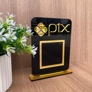 Imagem de Placa Pix Acrílico com Suporte  Personalizada para Balcão  Pagamento Q