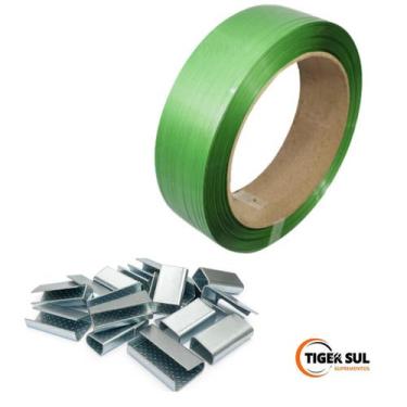 Imagem de Kit Fita PET 13mm Selos 3KG  Fixação de Pallets - Tiger Embalagens