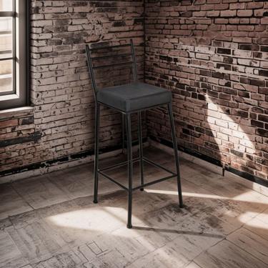 Imagem de Banqueta Alta Aco 75cm Preto Paris Metalnew