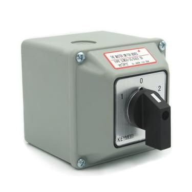 Imagem de Keymoo Interruptor De Comutação Rotativo 25A Com Caixa Externa Para Sistema Energia Solar, 3 Posições, Fase, 12 Terminais, Seletor Universal 2 Vias 3No 3Nc 25/D303.3D