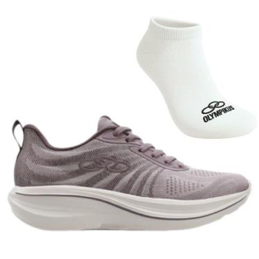 Imagem de Kit Tênis de Academia Feminino Olympikus Bruma E Meia, 36, Roxo claro,