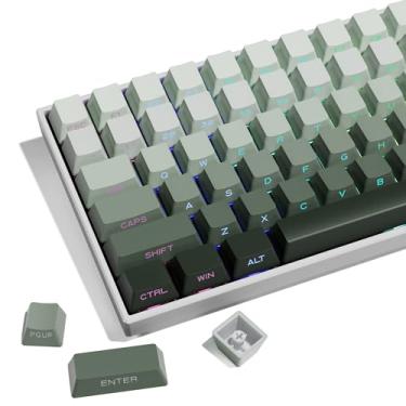 Imagem de XVX teclas verdes (seaweed green) gradiente translúcidas - 136 teclas, impressão lateral, PBT double shot, perfil do equipamento original para Switches Cherry Gateron MX