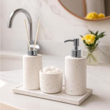 Imagem de Kit Lavabo Acessórios Aromatizador Saboneteira Vaso e Base - Multitudo