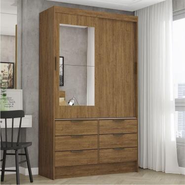 Imagem de Guarda Roupa 2 Portas De Correr Com Espelho Sevilha Cinamomo